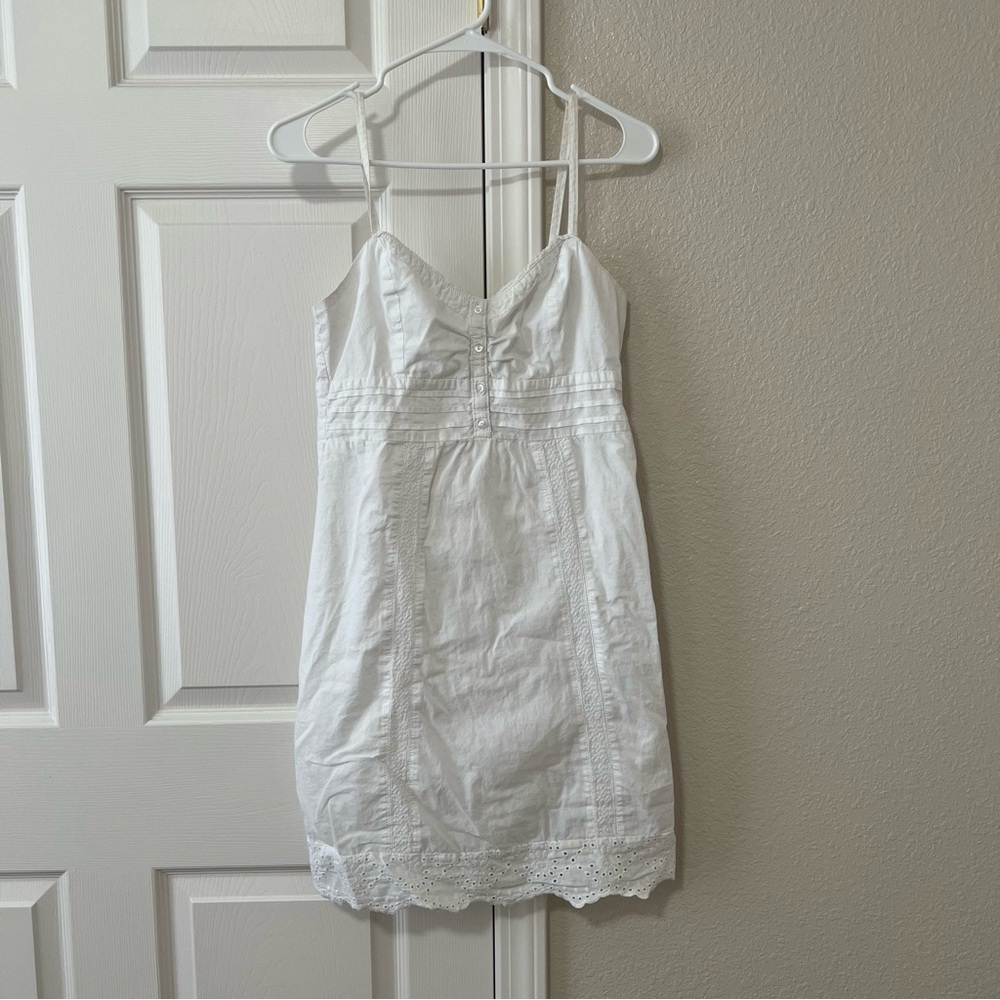 Tom Tailor White Sleeveless Dress with Eyelet Detail Medium